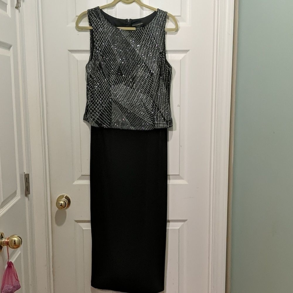 Social Circles maxi  black silver glittery dress S